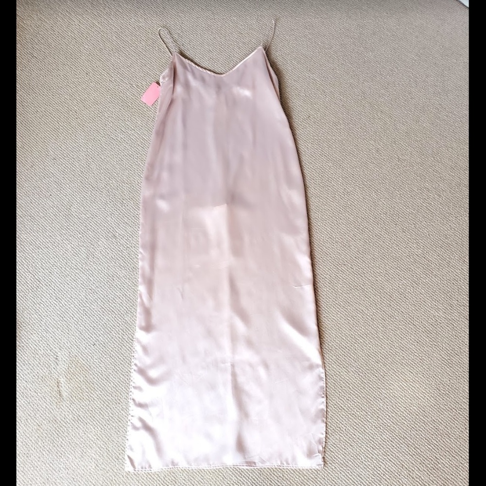 NWT Champagne silk long slip dress sz 10